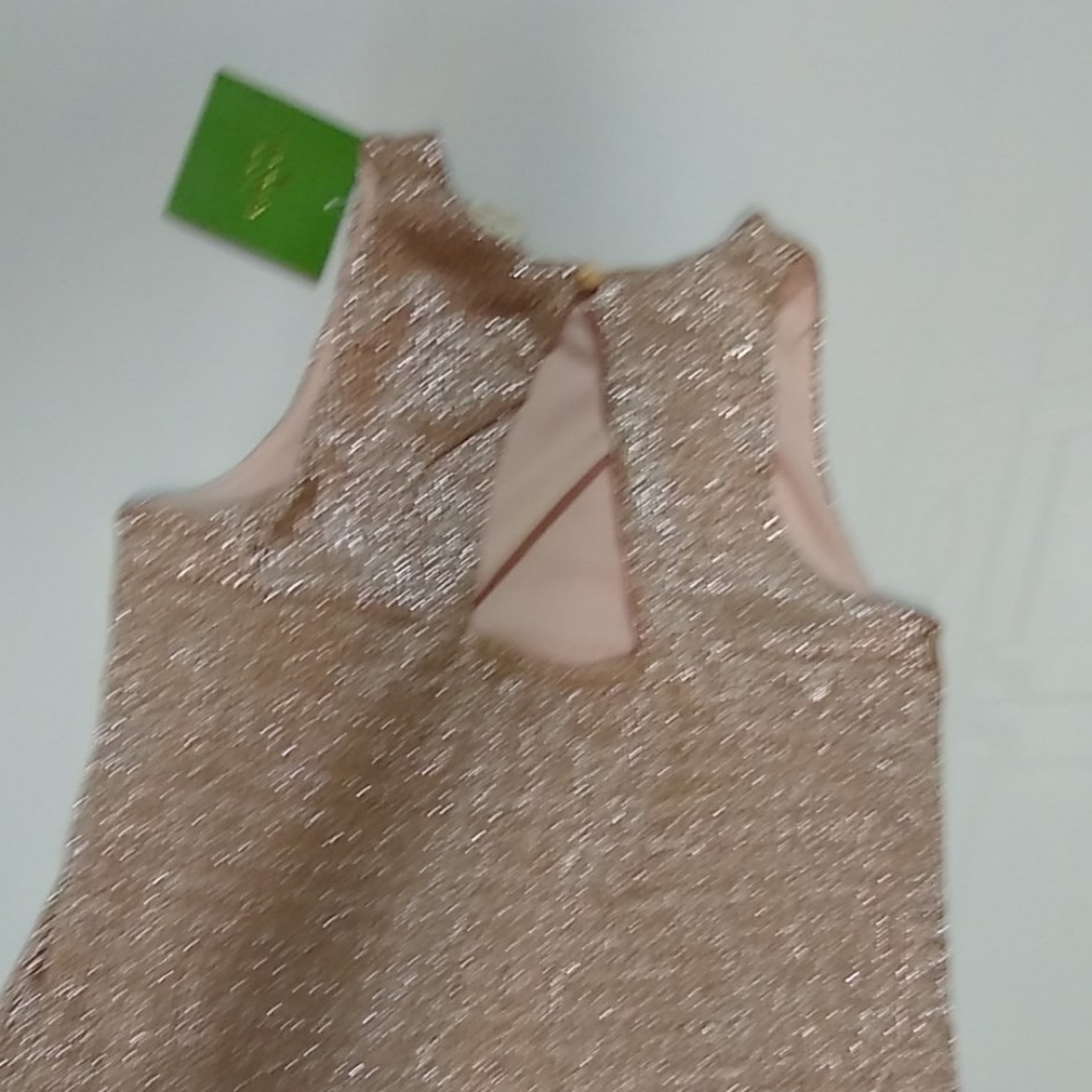 Kate Spade Gold Foil Open Back Ruffle Bottom Dress - Picture 4 of 4